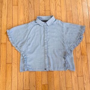 Code Mode Cottagecore Ruffle Sleeve Shirt Large Womens Blue Fairy Academia L